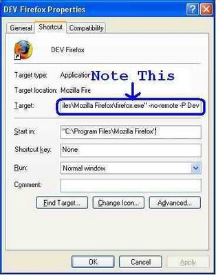 Firefox Shortcut Properties