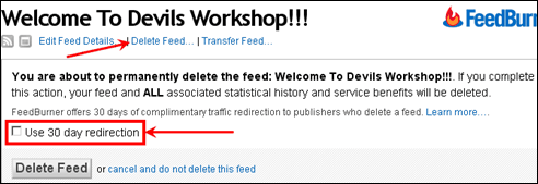 FeedBurner redirect option