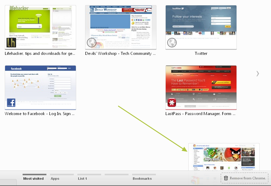Removing sites from Most Visited section