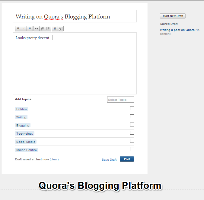 Quora Blogging Platform