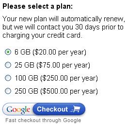 Purchase Storage from Google