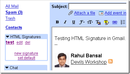 HTML Signature in Gmail