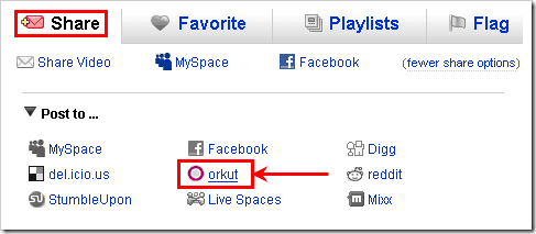 Share YouTube Videos With Orkut Friends