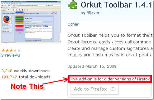 Orkut Toolbar for Firefox 3