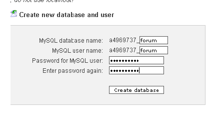 new MYSQL database