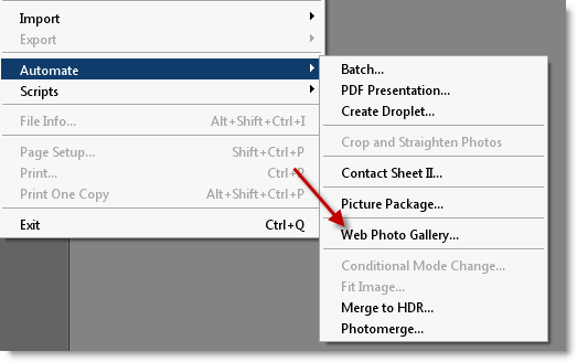 automate web photo gallery