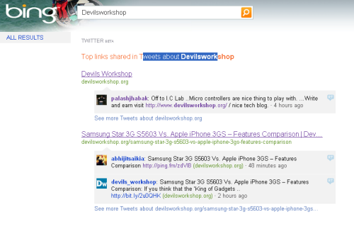 Search Twitter with Bing