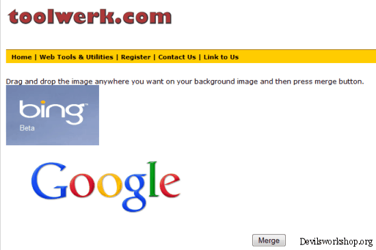 Merge two images into one with online tool