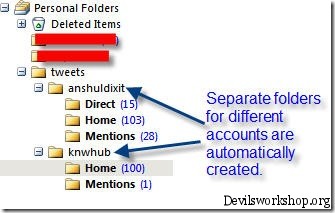 Folders for different accounts