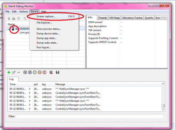 Take screen shot in android phones without rooting from windows