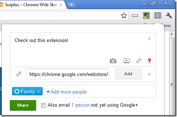 Google Plus integration for Chrome