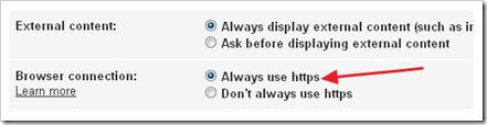 Turning on HTTPS on Gmail