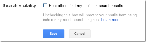 Disable search visiblity in Google+