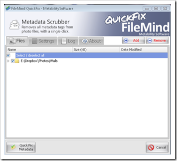 Remove EXIF data with Quickfix