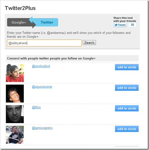 Twitter2GooglePlus