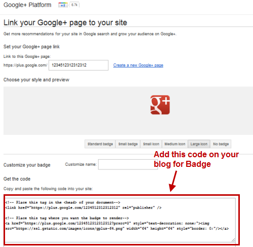 Create Badge for Google+ Page