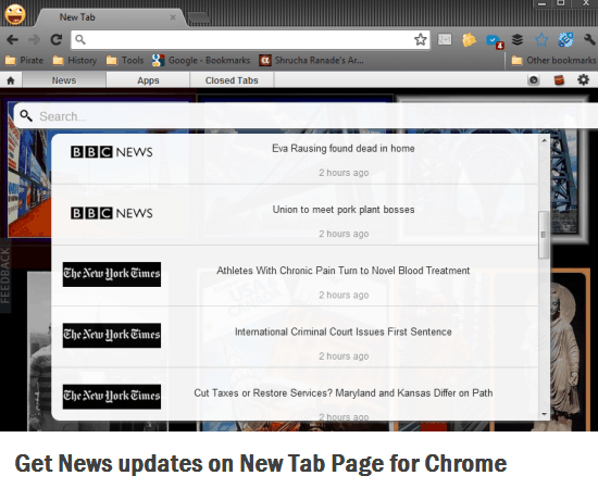 News Feeds on Chrome Startpage