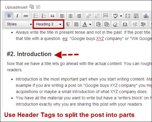 Guidelines - Use Header Tags