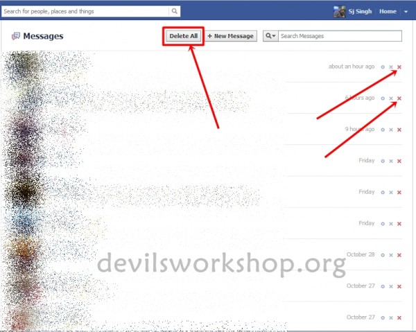 How to delete all Facebook messages at once