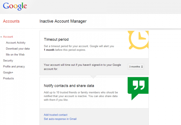 Inactive Account Google