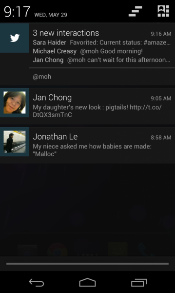 Notifications on Twitter for Android