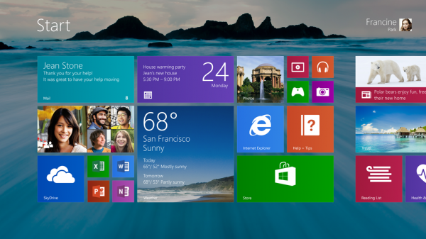 Start screen with Wallpaper in Windows 8.1