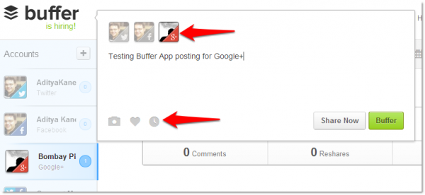 Bufferapp for Google Plus Pages