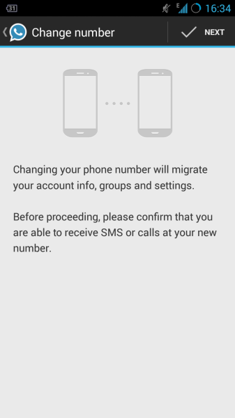 WhatsApp change number