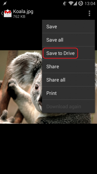 ‘Save to Drive’ button automatically sends attachments to your Drive